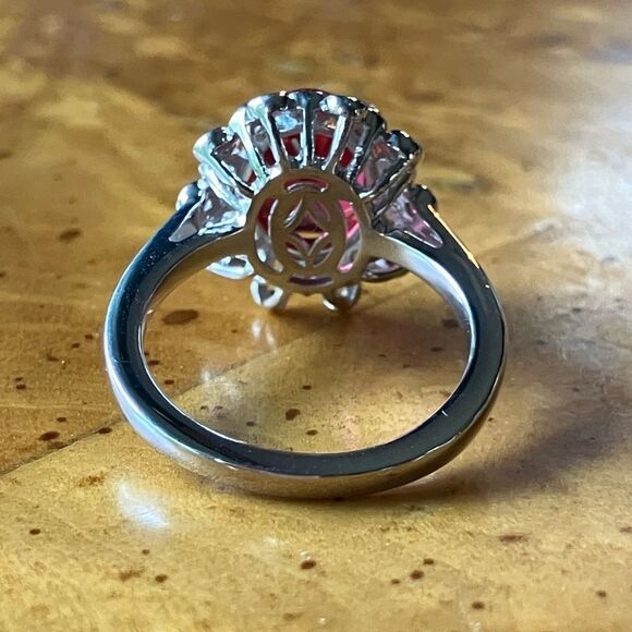 Lab Created Red Sapphire Sterling Silver Cocktail Ring Size 6 - Picture 5 of 9